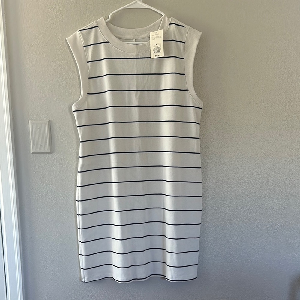Sleeveless Striped Dress - White and Black - NWT
